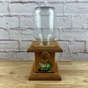 Frogs And Hearts Amish‎ Handmade Wooden Candy Dispenser With Mason Jar 11" Tall.